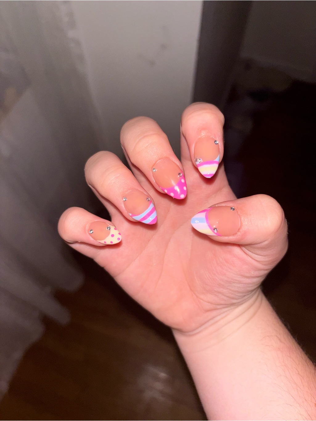 Pastel Pink & Purple Striped Stiletto Press-On Nails
